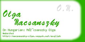 olga macsanszky business card